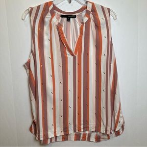 Harve Benard Sleeveless Top Vertical Stripe‎ With Gold Accents Size XL